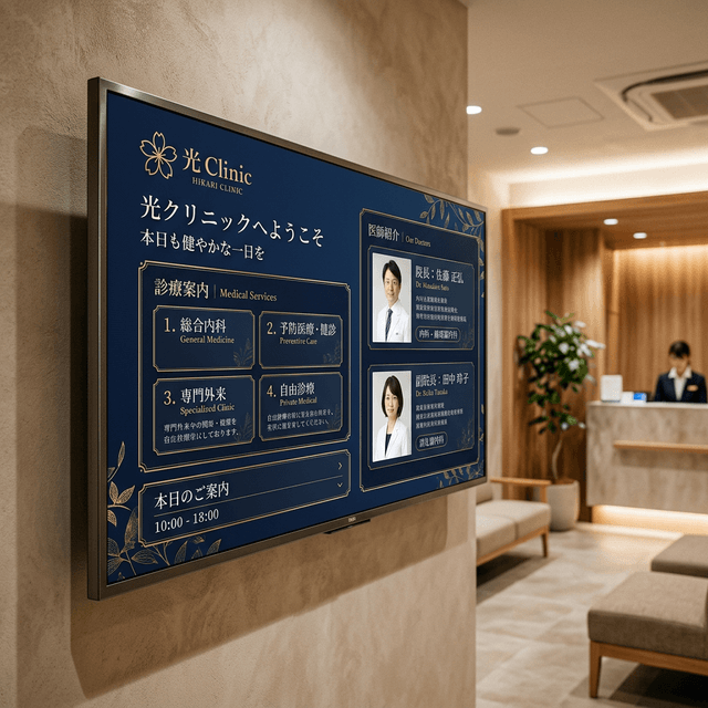 オリジナルデザインのサイネージ画面